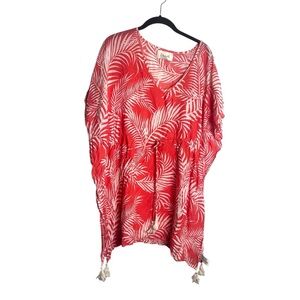 Cleobella Coral Palm Leaf Swimsuit Coverup Tassels EC